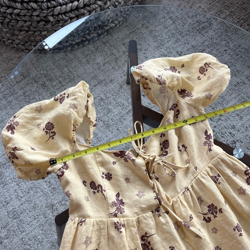 Aritzia Wilfred Rowena Linen Yellow Summer Vacation Boho Dress Cotagecore Sz 2 - Picture 9 of 13